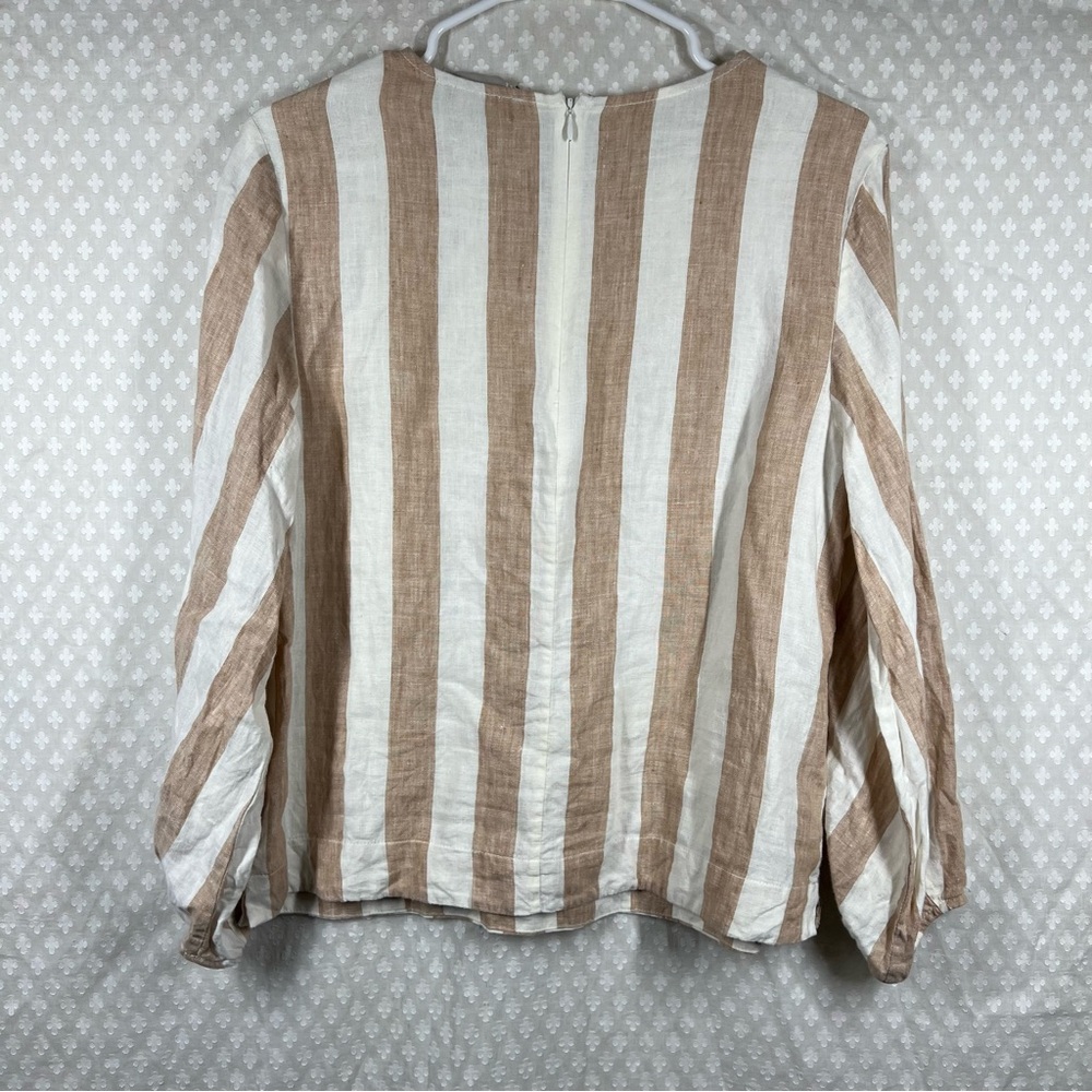 Everlane Tan White Striped‎ Linen Boxy Top - Picture 7 of 7